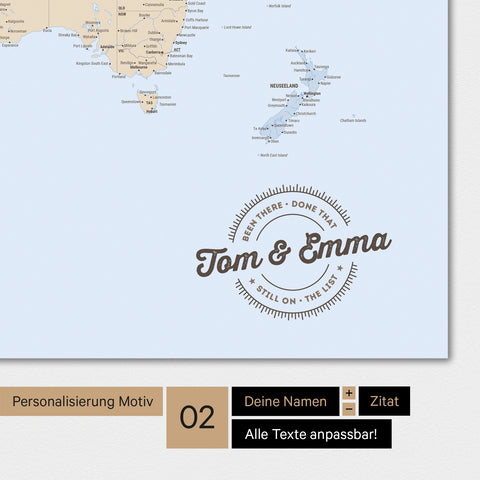 Alternatives rundes Motiv für eine Personalisierung mit deinem Namen auf einer Weltkarte als Magnet-Poster in Multicolor Atlas