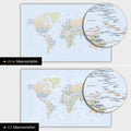 Political world map in color multicolor atlas with two-dimensional sea depths