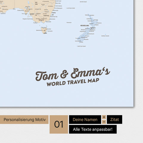 Personalized Political World Map in Color Multicolor Atlas with your name printed