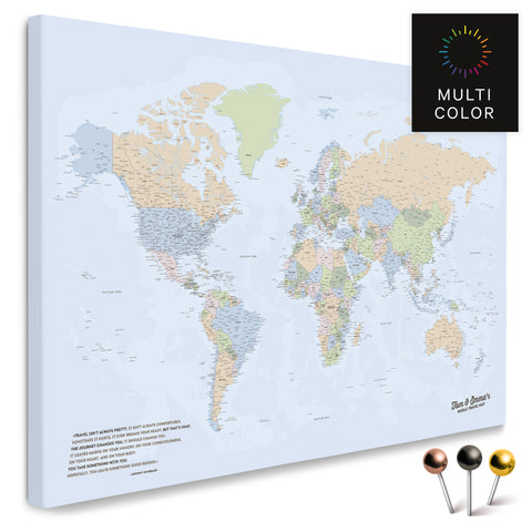 Hochwertige Politische Weltkarte in Multicolor Atlas als PinnLeinwand, perfekt zum Markieren und Planen von Reisen, kaufen