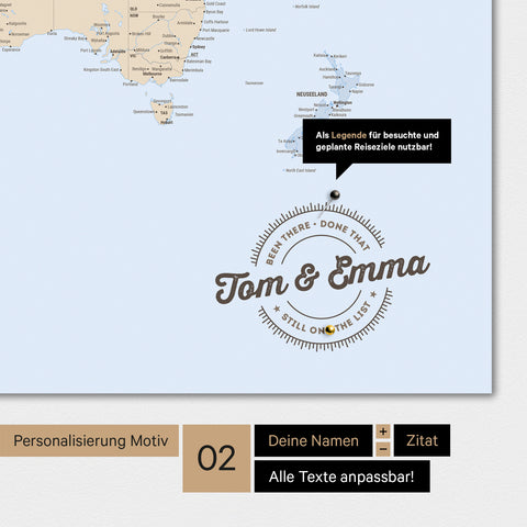 Alternatives Motiv für eine Personalisierung mit deinem Namen auf einer Weltkarte als Poster in Multicolor Atlas