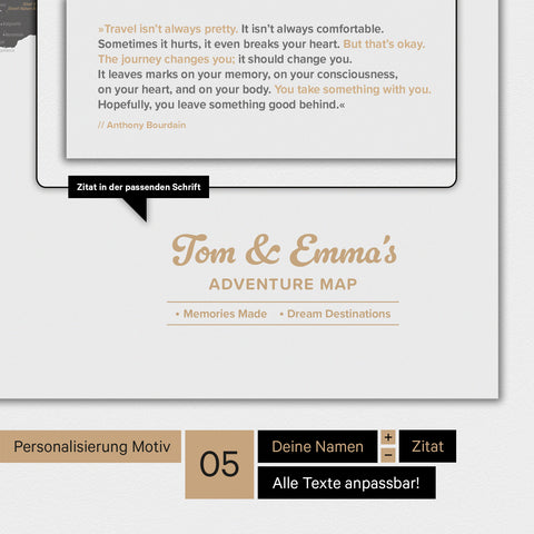 World Map TRAVEL® Design Premium Poster – Light Black