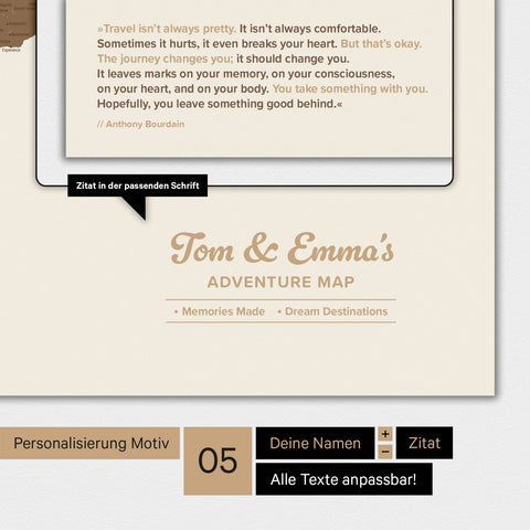 Weltkarte TRAVEL® Design Premium Poster – Multicolor Brown