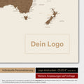Weltkarte Poster in Multicolor Braun mit eingedrucktem Firmenlogo