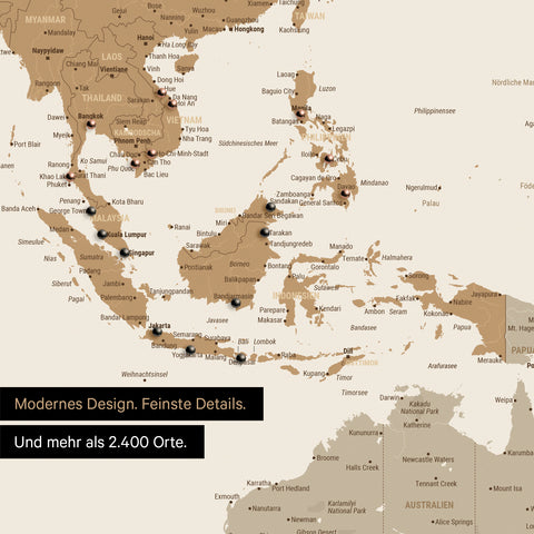 Ausschnitt aus Weltkarte Poster in Multicolor Matt zeigt Karten von Asien