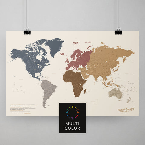 Weltkarte als Poster in Multicolor Matt zum Pinnen und Markieren von Reisezielen kaufen