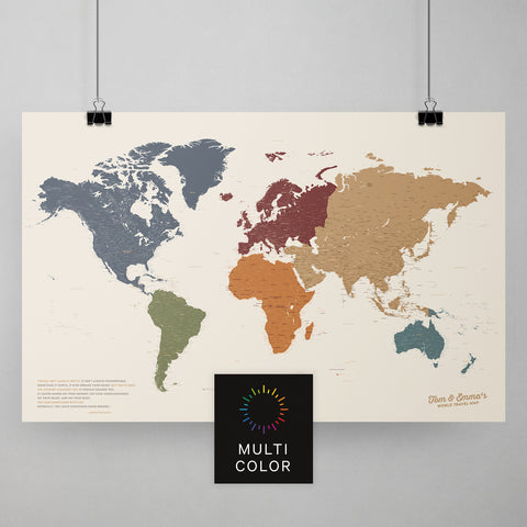 Weltkarte als Poster in Multicolor Vivid zum Pinnen und Markieren von Reisezielen kaufen