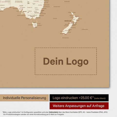 Weltkarte Poster in Treasure Gold mit eingedrucktem Firmenlogo