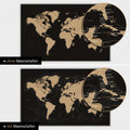 World map in Sonar Black color (black-gold) with two-dimensional sea depths