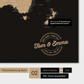 Alternative design for personalization with your name on a world map in Sonar Black color (black-gold)