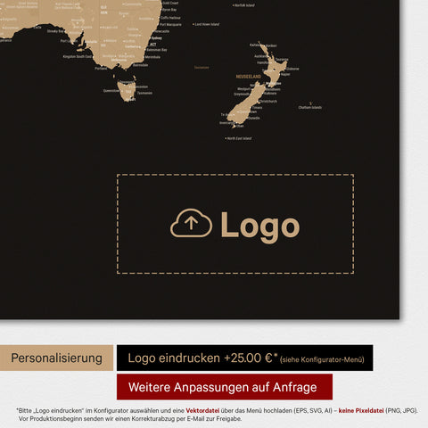 World Map TRAVEL® Magnetic Poster – Sonar Black (Black-Gold)