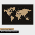 World map in neutral standard design and color Color Sonar Black (Black-Gold)