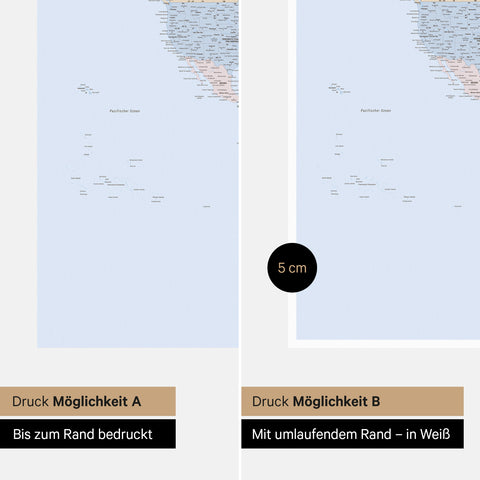 Weltkarte als Foto-Tapete in Multicolor Atlas, wahlweise randlos bedruckt oder mit einem umlaufenden Passepartout in Weiss