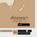 World map in Treasure Gold color with personalization as a family logo