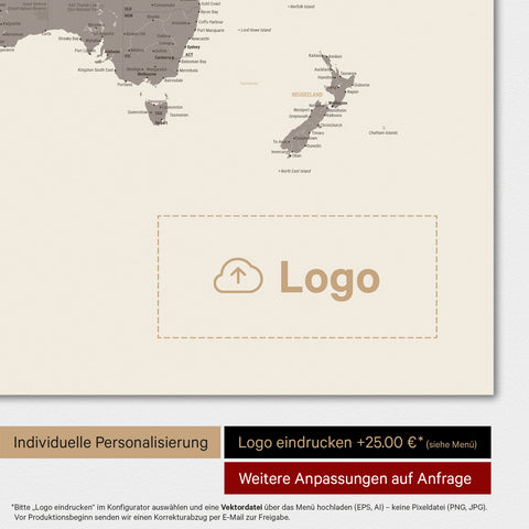 World Map TRAVEL® Premium Magnetic Board – Warmgray