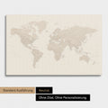 Neutrale Ausführung einer Zeitzonen-Weltkarte als Pinn-Leinwand ohne Personalisierungen in Gold