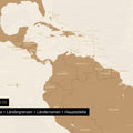Weltkarte Foto-Tapete in Bronze mit Grenzen und Ländernamen