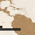 Detailansicht einer Weltkarte Foto-Tapete in Bronze mit allen Details