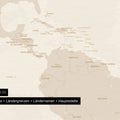 Weltkarte Foto-Tapete in Gold mit Grenzen und Ländernamen
