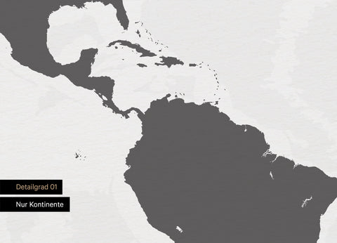 Foto-Tapete Weltkarte Leinwand in Grau-Weiß ganz schlicht mit Landflächen