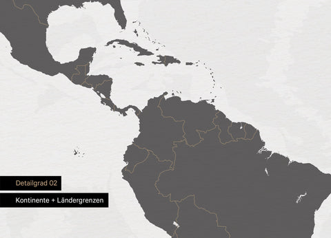 Detailansicht einer Foto-Tapete Weltkarte in Farbe Grau-Weiß mit Ländergrenzen