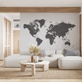 Foto-Tapete einer Weltkarte in Grau-Weiß kaufen