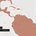 Detailansicht einer Foto-Tapete Weltkarte in Farbe Kupfer mit Ländergrenzen