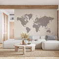 Foto-Tapete einer Weltkarte in Braun-Grau kaufen